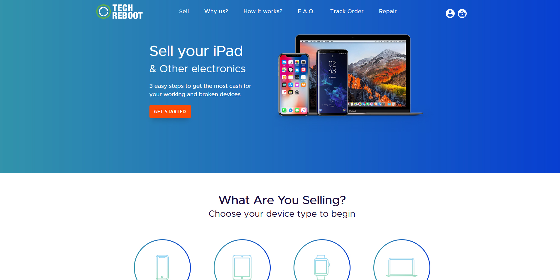 Tech Reboot's Website for Selling Your Electronics